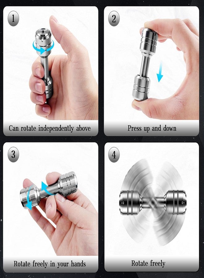 QETRABONE Fidget Toys Fingertip Dumbbell for Adults, 2 in 1 EDC Metal Fidget Spinners, Fidget Spinner for Anxiety Relief Autism Therapy, Stress Relief, Office Gadgets Gift for Adults Teens (Dumbbell) - Image 3